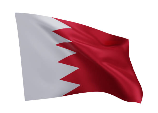 istock 3d flag of Bahrain isolated against white background. 3d rendering. 1371264568