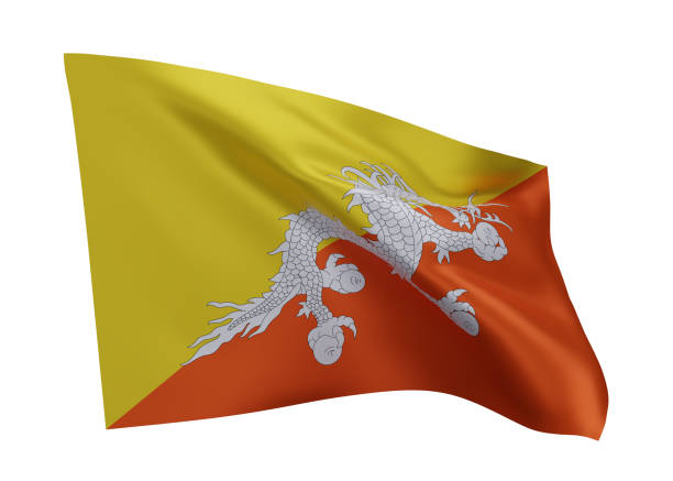 istock 3d flag of Bhutan isolated against white background. 3d rendering. 1371265091