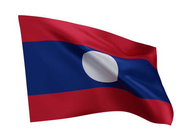 istock 3d flag of Laos isolated against white background. 3d rendering. 1371266081
