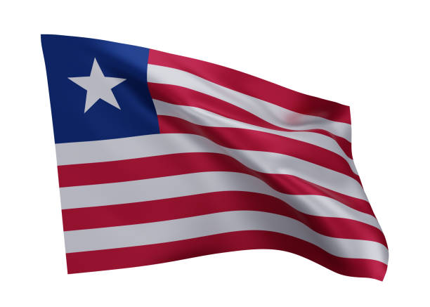 istock 3d flag of Liberia isolated against white background. 3d rendering. 1371266385