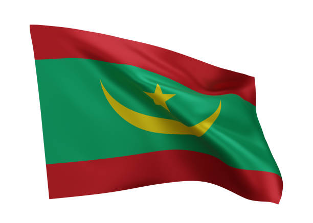 istock 3d flag of Mauritania isolated against white background. 3d rendering. 1371266424