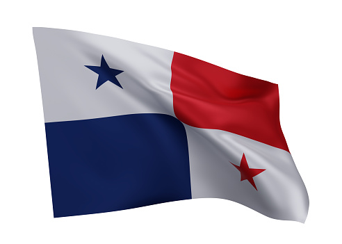 3d illustration flag of Panama. Panamanian high resolution flag isolated against white background. 3d rendering