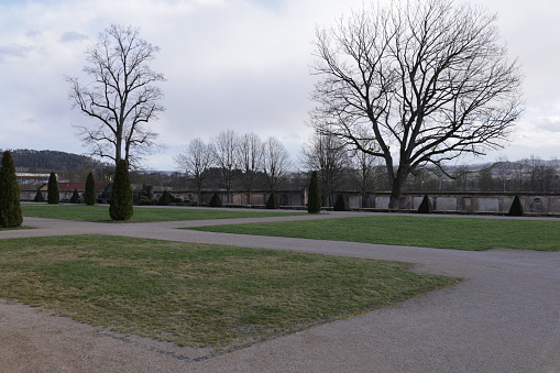Februar 17, 2022, Morschen in Hessen: View into the monastery garden of the former Cistercian abbey Haydau in the municipality of Morschen in Hesse