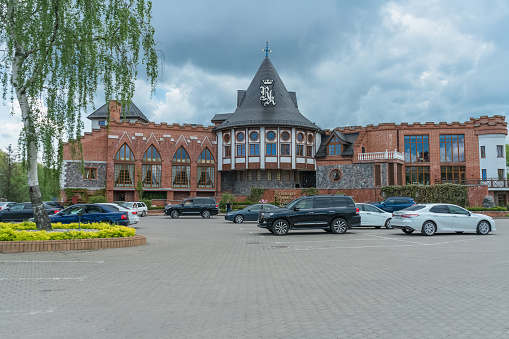 Kaliningrad, Russia - may 18, 2021:  parking lot in front of entertainment center Kings residence