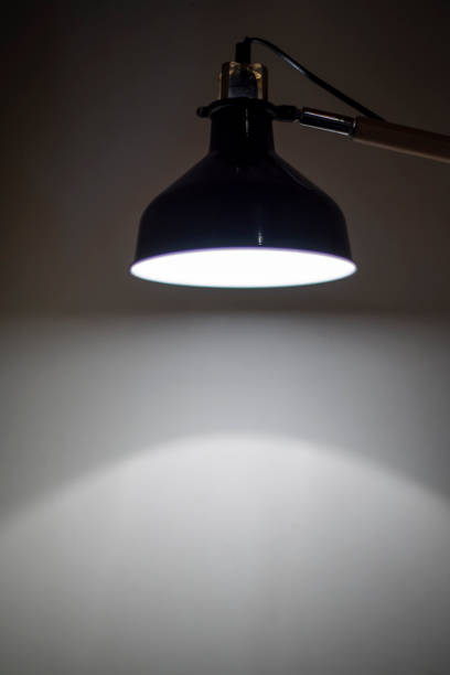 istock Black standing loft lamp in interior shining with edison bulb inside. 1371279052