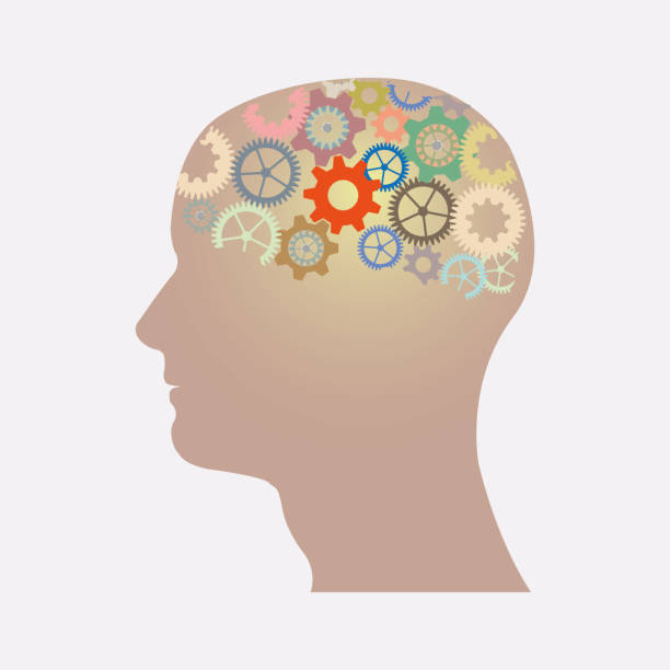 istock Vector illustration of colorful gearwheels in head. The work mechanism in brain. 1371284290