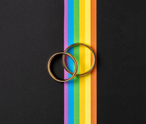 istock wedding rings with rainbow flag as gay wedding 1371284792