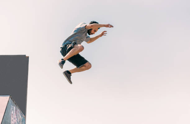 istock Free runner make parkour in the air 1371286819