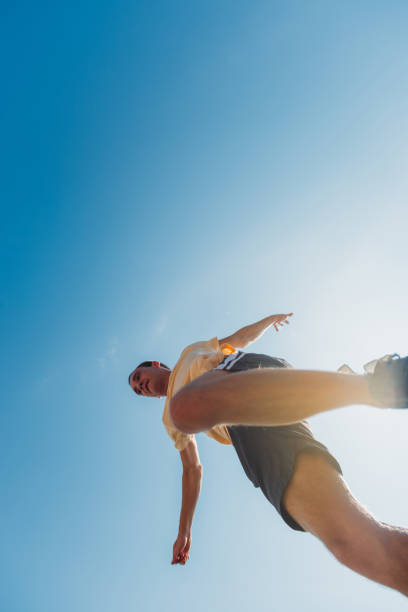 istock Free runner make parkour in the air 1371287036