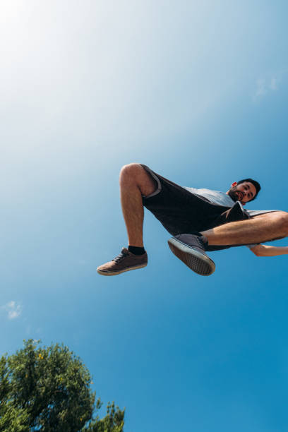istock Free runner make parkour in the air 1371287037