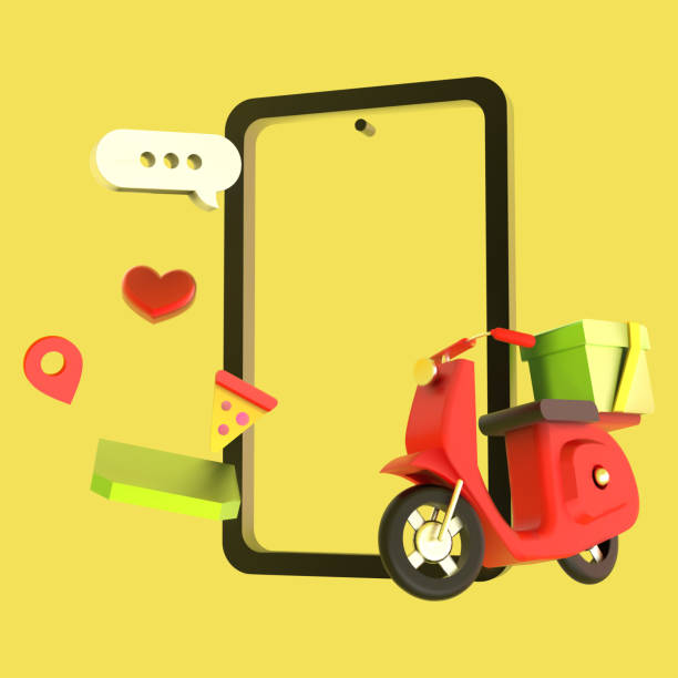 istock Fast delivery electric scooter from mobile phone. Realistic 3d creative concept marketing idea. Online service ordering of goods. 1371290366