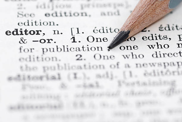The definition of editor in a English dictionary stock photo