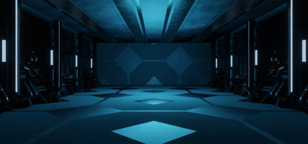 istock Futuristic Cyberspace Background Interior Metal Mesh Corridor Space Age Dark Blue Colors Abstract Background Wallpaper Experimental Lab Used As Background 3D Rendering 1371291317