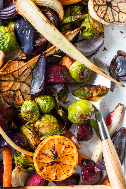 istock Mixed root vegetable roast with herbs. Healthy simple grill food 1371292685