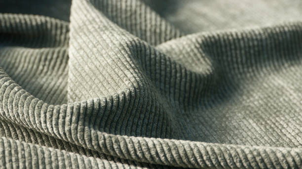 Green corduroy fabric drapery