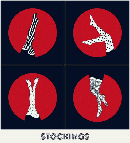 weibliche beine in weißer strumpfhose - nylon legs stock-grafiken, -clipart, -cartoons und -symbole