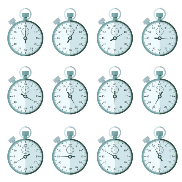 istock Set of analog stopwatch icons 1371295929