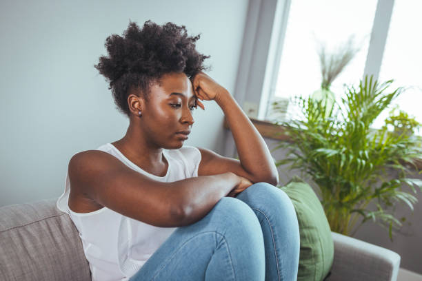 istock Sad young black woman portrait feeling negative emotions. 1371296737