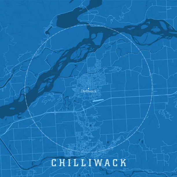 Vector illustration of Chilliwack BC City Vector Road Map Blue Text