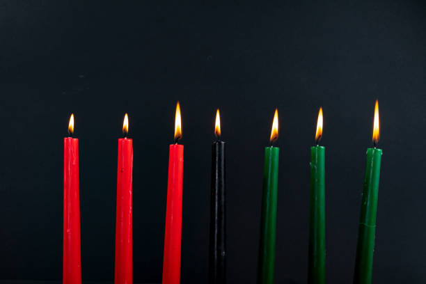istock Composition of halloween candles and copy space on black background 1371298352