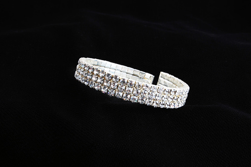 Diamond bracelet on the black background for wedding gift