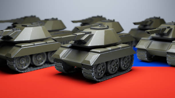 istock Russian tanks, on the Russian flag. 1371304626