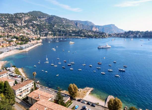 The Rade de Villefranche is a body of water in the Mediterranean located on the territory of the municipalities of Villefranche-sur-Mer and Saint-Jean-Cap-Ferrat, near Nice (Alpes-Maritimes) stock photo