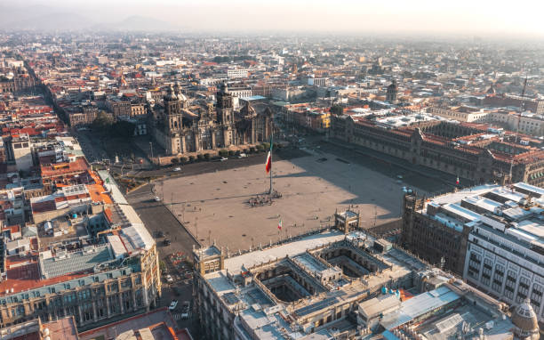 Constitution square in Mexico city stock photo
