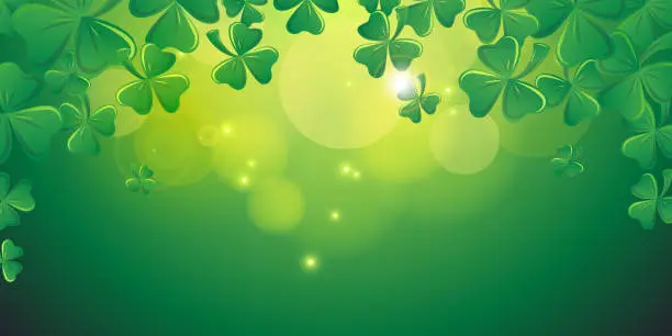 Vector illustration of Green clovers background