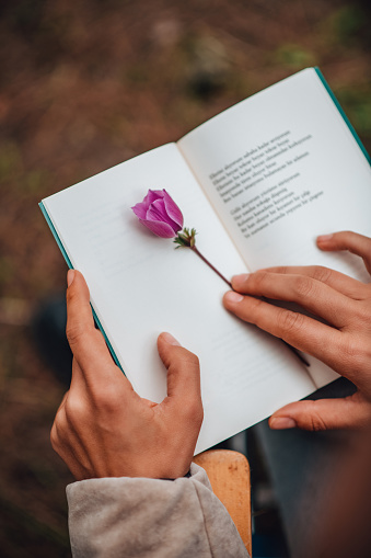 Young Woman Reading Book at Camp