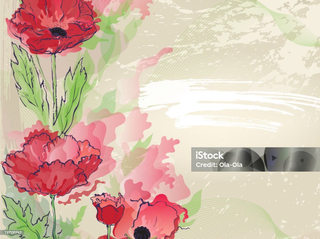 Rosso poppies - arte vettoriale royalty-free di Artista