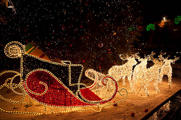 istock Christmas decor lights depicting a sleigh and reindeer 137131746