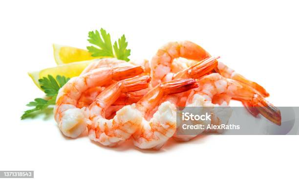 Fresh Prawns Isolated On White Background Stock Photo - Download Image Now - Shrimp - Seafood, Ebi Nigiri, Appetizer
