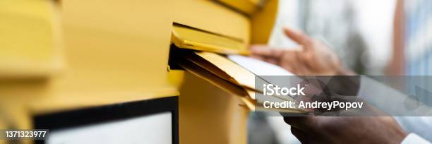 Letter In Envelope Or Document In Mailbox Stock Photo - Download Image Now - Envelope, Delivering, Postal Worker
