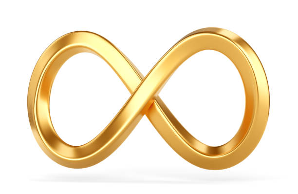Abstract golden infinity symbol isolated on white background stock photo