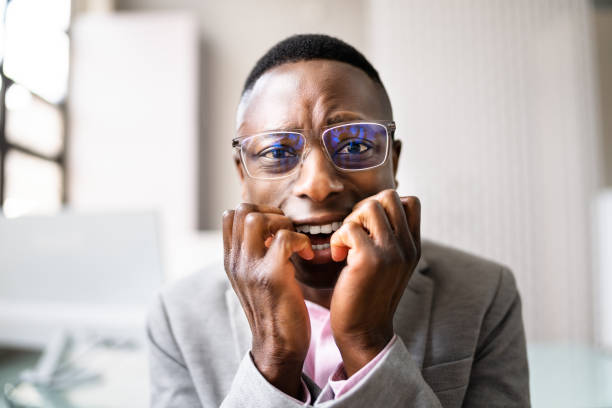 Nail Biting And Eating Finger Nail Biting And Eating Finger. Man With Anxiety nail biting stock pictures, royalty-free photos & images