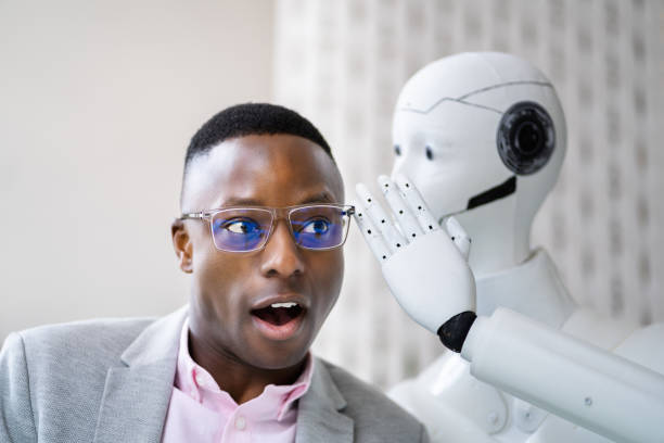 istock AI Cyborg Robot Whispering Secret Or Interesting Gossip 1371325616