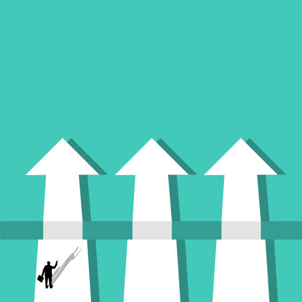 istock Business strategy, promotion, path choice, 3 direction arrows. Vector concept with businessman and arrows. Symbol of success, ambition, motivation and determination. 1371325762