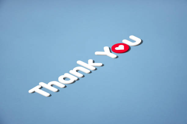 Thank you message on blue background