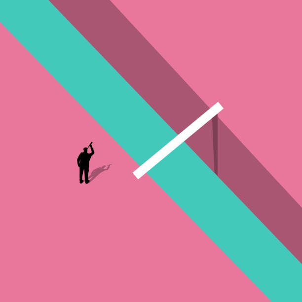istock Businessman overcomes an obstacle, challenge concept. Symbol of ambition, decision, success, career growth and achievement. Minimalism, vector illustration 1371325944
