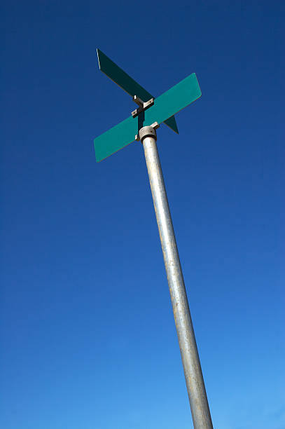 istock Blank road sign on blue sky 137132763