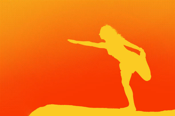 istock Silhouette of woman practicing yoga. Copy space. Half tone. 1371334967