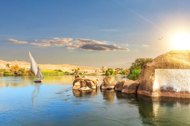 istock Nile scenery and a sailboat, Aswan, Egypt 1371336211