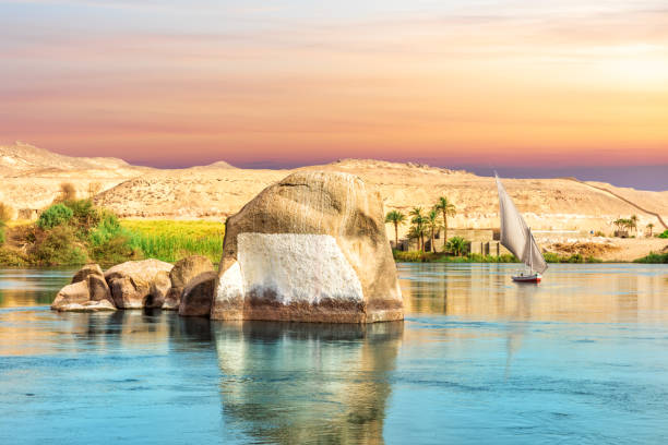 istock Sailboat in the Nile, sunset scenery, Aswan, Egypt 1371336422