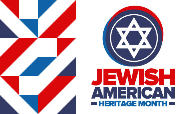 ilustrações, clipart, desenhos animados e ícones de mês da herança judaica americana. contribuição judaica americana para a história dos estados unidos. comemorado anualmente em maio. estrela de david. símbolo de israel. pôster vetorial, ilustração criativa - jewish tradition