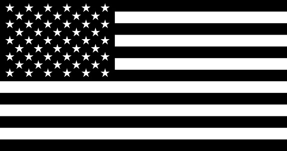 Original and simple United State of America flag in black and white colors and Proportion Correctly USA.