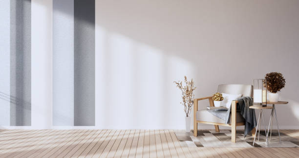 istock Grey and white wall on living room two tone colorful design.3D rendering 1371348312