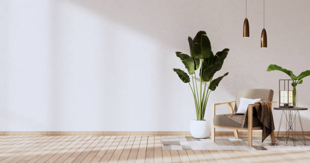istock Interior,Living room modern minimalist has sofa on white wall background .3D rendering 1371348423