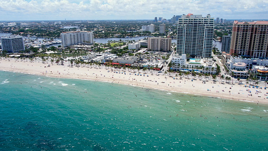 Aerial Drone View of Fort Lauderdale Beach