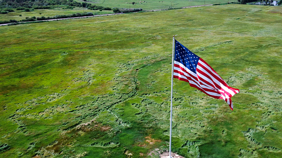 Entrance Flag Punchbowl National Cemetery of Pacific Honolulu Oahu Hawaii Dedicated 1949 for soldiers, sailors and airmen killed in Pacific in WW 2, Vietnam, Korea other wars.